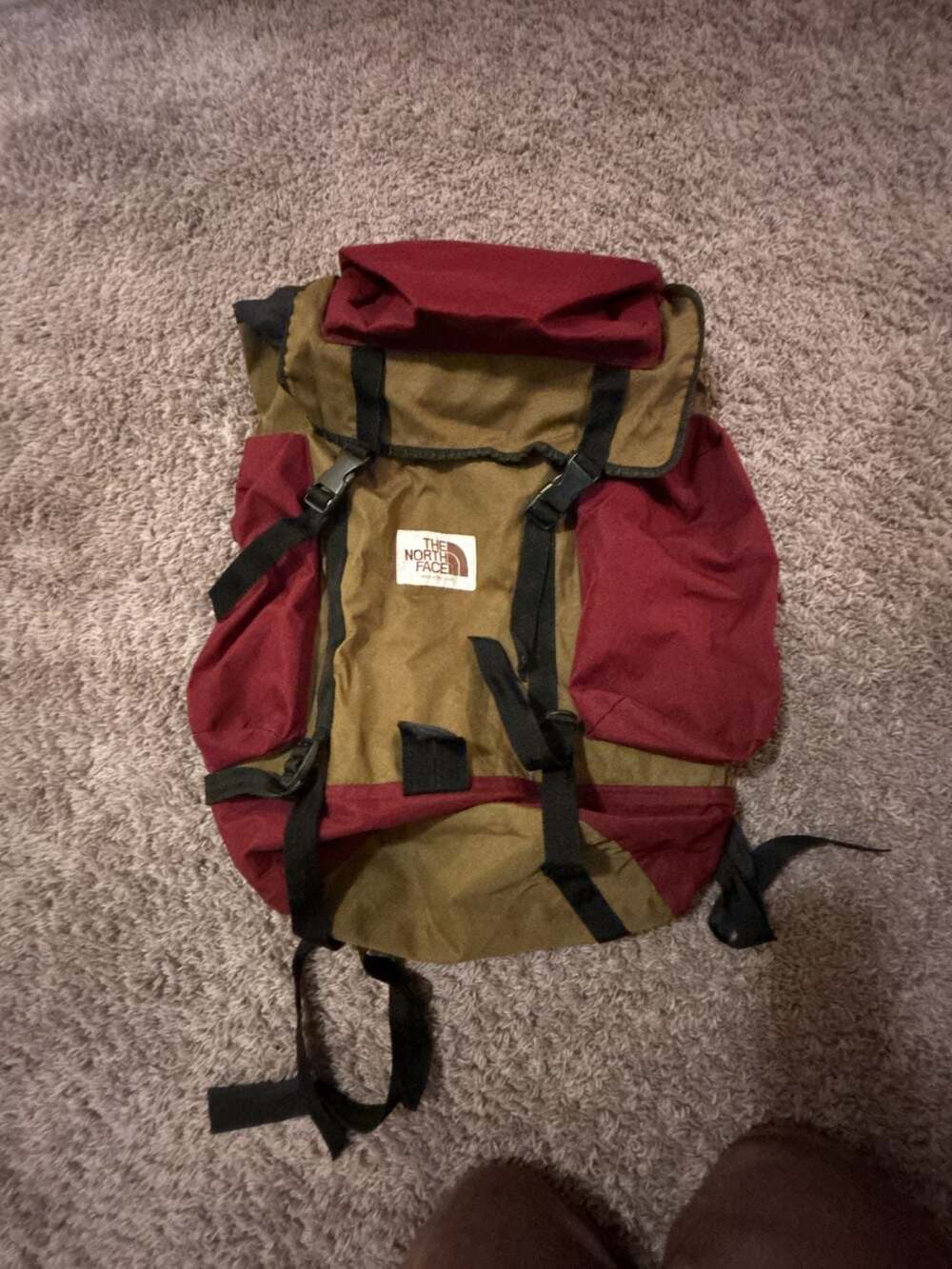 Vintage The North Face Brown and Maroon Hiking Backpack